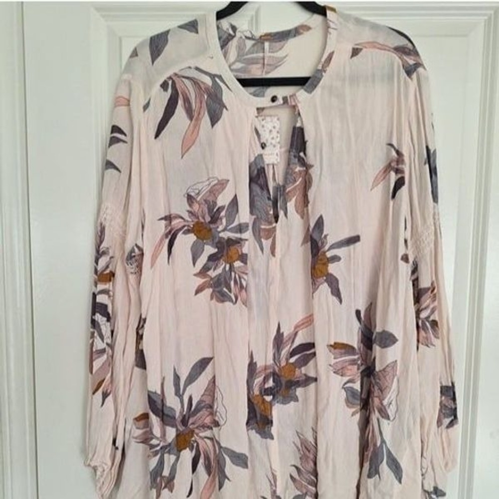 Free People Pearl Tree Floral Swing Dress Womens Mini Tunic Floral Boho L